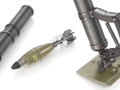 PBR M224 Mortar Low-poly 3D model