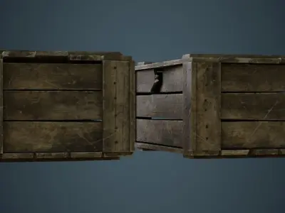 Wooden Box 4C Low-poly 3D model