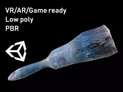 Old Paint Brush Lowpoly model Low-poly 3D model