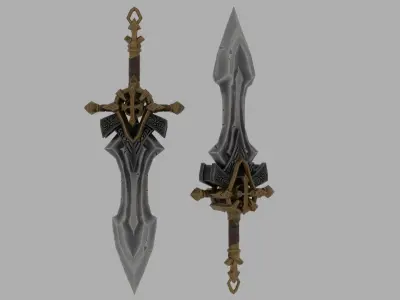 Stylised Sword - Game Ready - Low Poly - PBR 3D Model Low-poly 3D model