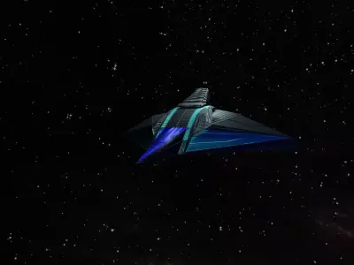 spaceship flying in night sky 3D model