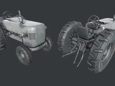 Old Tractor PBR Low-poly 3D model