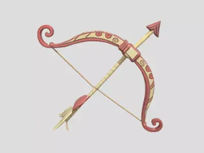Bow and Arrow 3D Model PBR Textured Game Ready Asset Low-poly 3D model