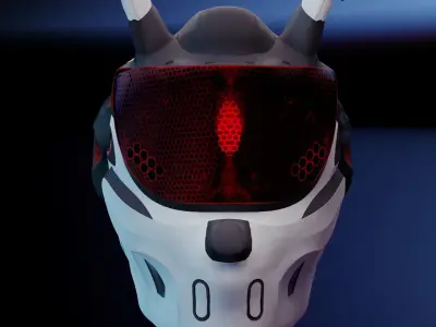 SCI-FI Helmet Low-poly 3D model 8