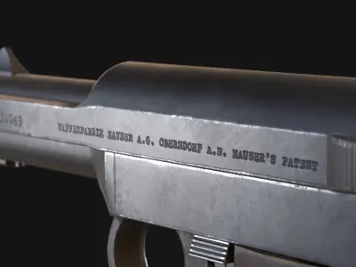 Mauser Model 1914 WW1 Handgun - Game Asset Free low-poly 3D model