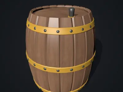 Wooden Barrel 3D model shop