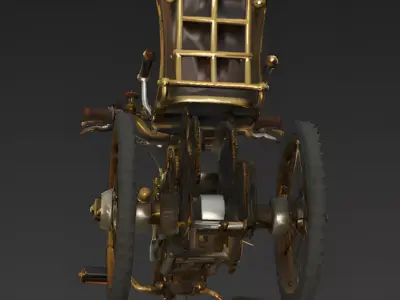 Quirky Steampunk Steam-Tricycle 3D Model Low-poly 3D model