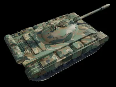 T-69 Tank Low-poly 3D model
