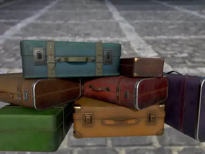 Travel bag suitcase briefcase PBR game ready Low-poly 3D model