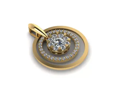 Pedant round with diamond 3D print model