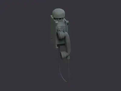 Vintage Field Phone Box with Handset Low-poly 3D model