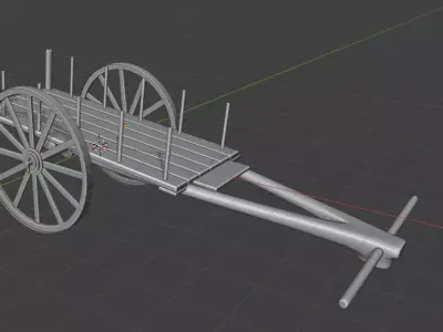 Old wooden Bull Cart 3D model