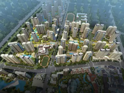 3Dmax fashion city commercial square building 288 3D model