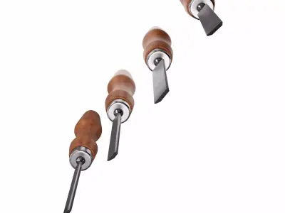 wood chisel set 3D model
