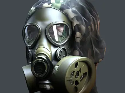 Gas mask helmet 3d model military combat Low-poly  Low-poly 3D model buy
