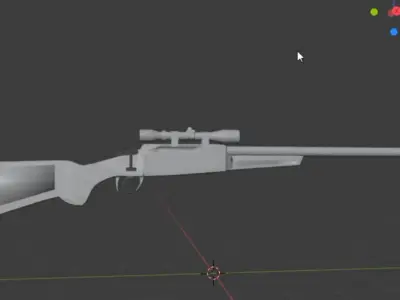 Scoped Bolt Action Sniper Rifle Low-poly 3D model