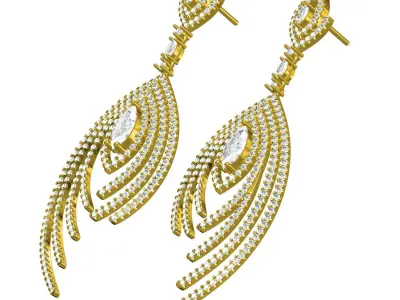 Antique Micro Pave Set Diamond Drop Earring 3D print model