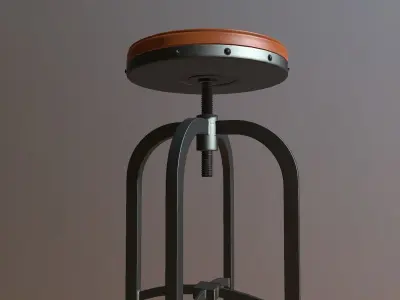 Adjustable Height industrial stool 3D print model