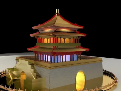 Chinese tower  3D model purchase