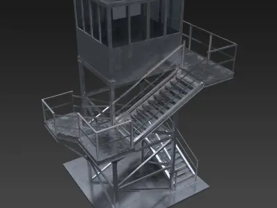 Military Watch Tower Low-poly 3D model
