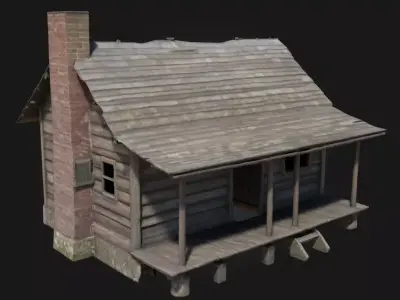 Rustic Cabin  Cozy Wilderness Retreat in Timber and Stone 3D model