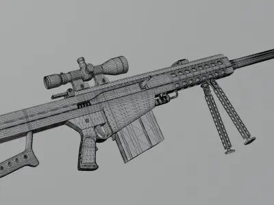 Barrett rifle M82 Low-poly 3D model