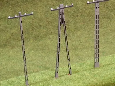 Concrete Electric Pole 1-87 laser cut and resin 3D print model