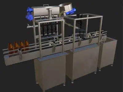 Rigged  and  Animated Bottling  Machine Low-poly 3D model