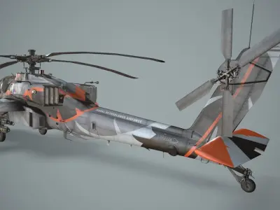 Apache AH-64D Royal Netherlands Airforce Basic Animation Low-poly 3D model