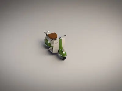 Low Poly Cartoon Vespa Scooter Low-poly 3D model