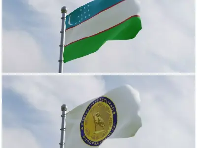 Animated Uzbekistan Flags 3D model