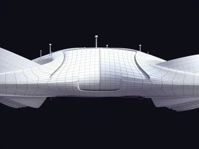 DroneCar futuristic house on water Free 3D model
