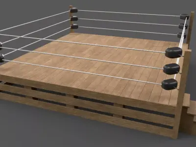 PBR Modular Wood Wrestling Rings 20ftx20ft Low-poly 3D model