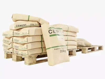 Pallet with Cement Bags 3D model