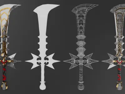 Fantasy Sword Low-poly 3D model