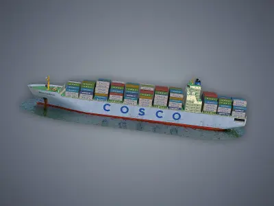 Cargo Ship COSCO Low-poly 3D model