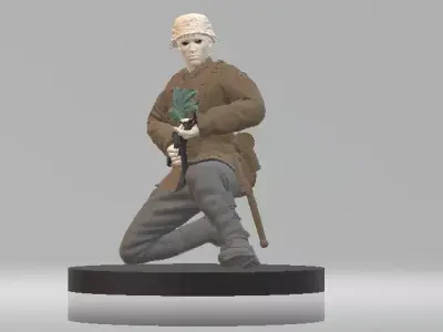 Kneeling Soldier with Rifle 3D Printable Military Figure 3D print model