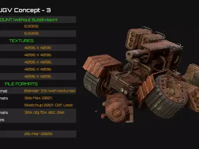 UGV Concept-3-Abandoned Low-poly 3D model