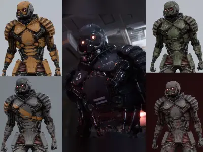 Heavily armored robot All color variants 3D Model Pack