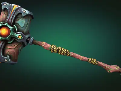 Coastal two handed hammer Low-poly 3D model
