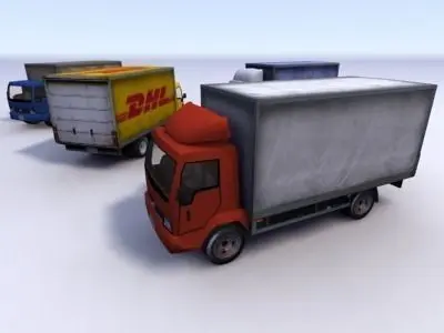 Truck Collection three dhl trucks Low-poly 3D model