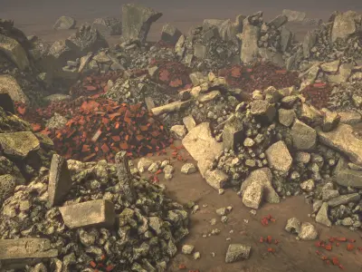 Stone debris Low-poly 3D model