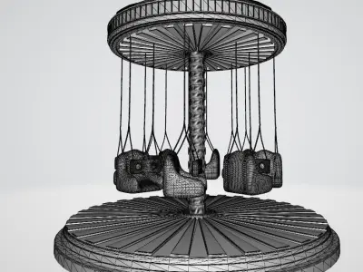 Carousel colorful Low-poly 3D model