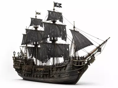 Pirate Ship Realistic Wooden Galleon 3D model