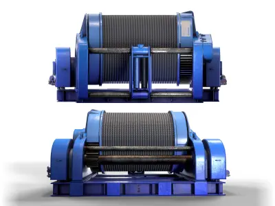 Industrial Marine Winch Low-poly 3D model