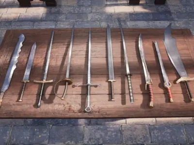 Fantasy Paladin Weapons Low-poly 3D model