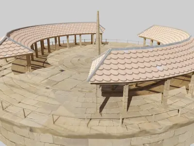 lowpoly well detailed Medieval stadium Low-poly 3D model