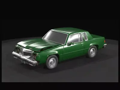 1-87 80s wrecked Oldsmobile Print Ready STL 3D print model