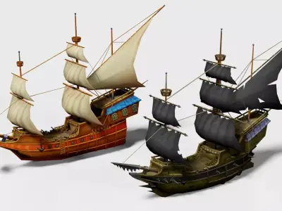 Pirate War Ships Low-poly 3D model