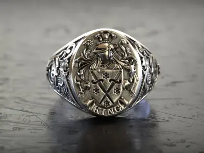 Mens Sword Knight Signet 2 Ring  3D print model